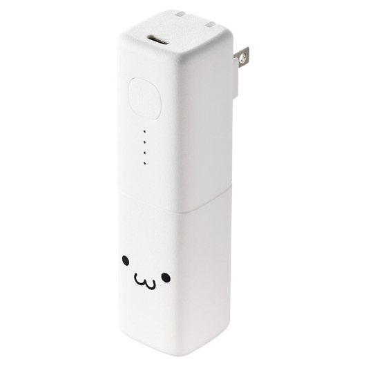 ELECOM AC�[�d���̌^ ���o�C���o�b�e���[5000mAh ���낿���i�z���C�g�~�u���b�N�j DE-AC08-5000WF/BK �摜1