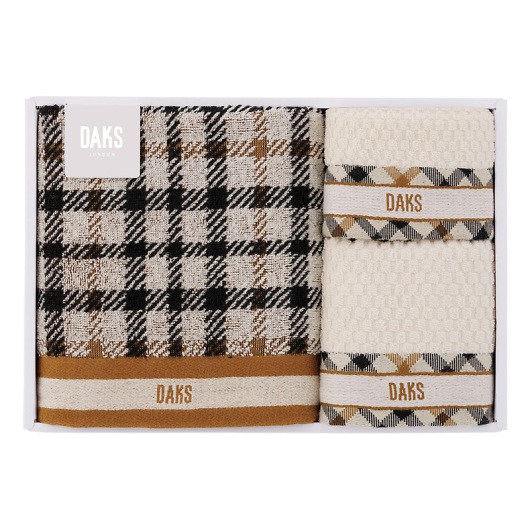 DAKS �_�u���n�E�X�`�F�b�N �^�I���Z�b�g 55-3089500 �摜1