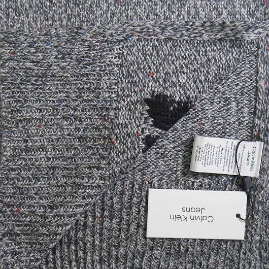 Calvin Klein JoNC lbv }t[ TWEED MONOGRAM SCARF / MEDIUM GREY / CK200319-032 摜2