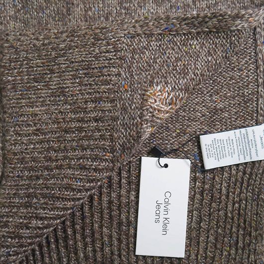 Calvin Klein JoNC lbv }t[ TWEED MONOGRAM SCARF / COFFEE LIQUEUR (TWEED) / CK200319-200 摜2