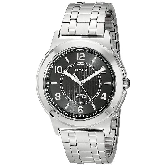 TIMEX ^CbNX rv TW2P61800 Fieldstone Way Silver-Tone Stainless Steel Expansion Band Watch 摜1