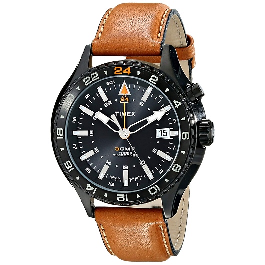 TIMEX ^CbNX rv T2P427 Intelligent Quartz Stainless Steel Watch with Brown Leather Band 摜1