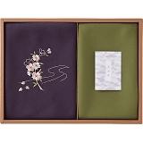 草花の遊び 刺繍入り二巾風呂敷＆金封包み 紫 250-14B