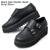 glabella Ox SHARK SOLE DOUBLE MONK STRAP SHOES V[N \[ _uN Xgbv V[Y ubN glbt-246