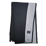 Calvin Klein JoNC }t[ THICK SIDE STRIPE RASCHEL SCARF / BLACK BEAUTY/HISTORY HEATHER / CK200240-976